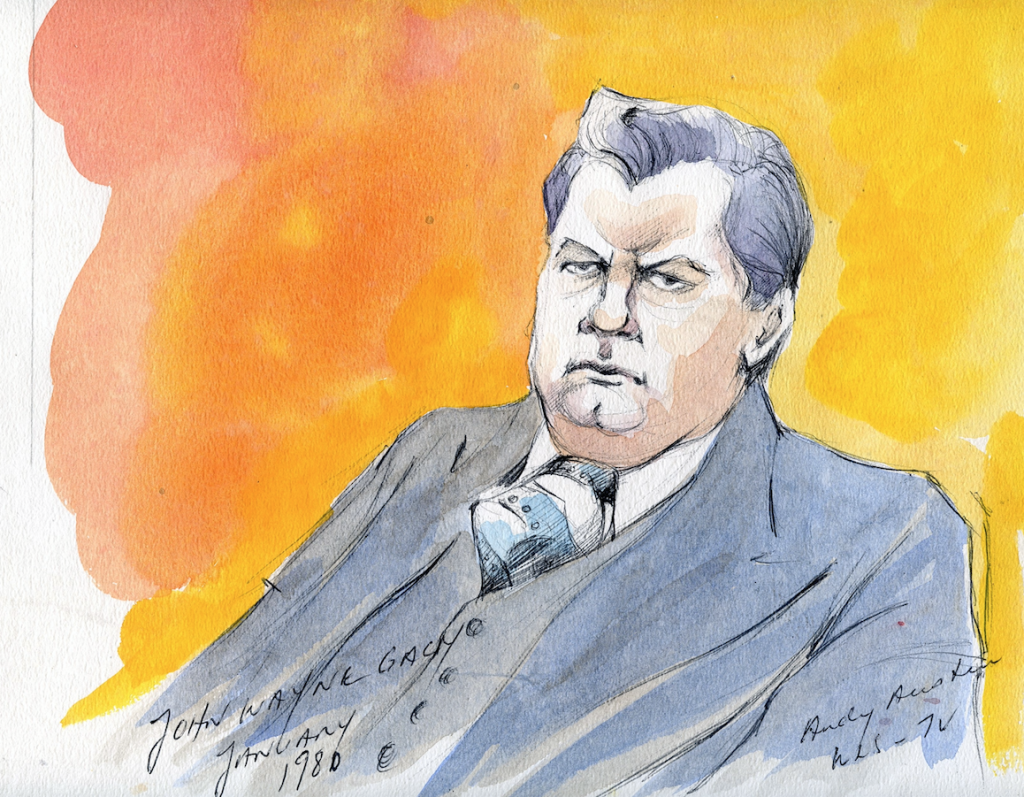 Courtroom sketch of John Wayne Gacy by Andy Austin 