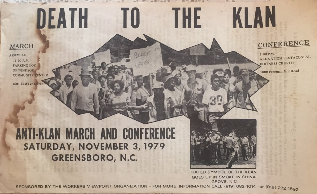 A newspaper clipping with the headline "Death to the Klan." 