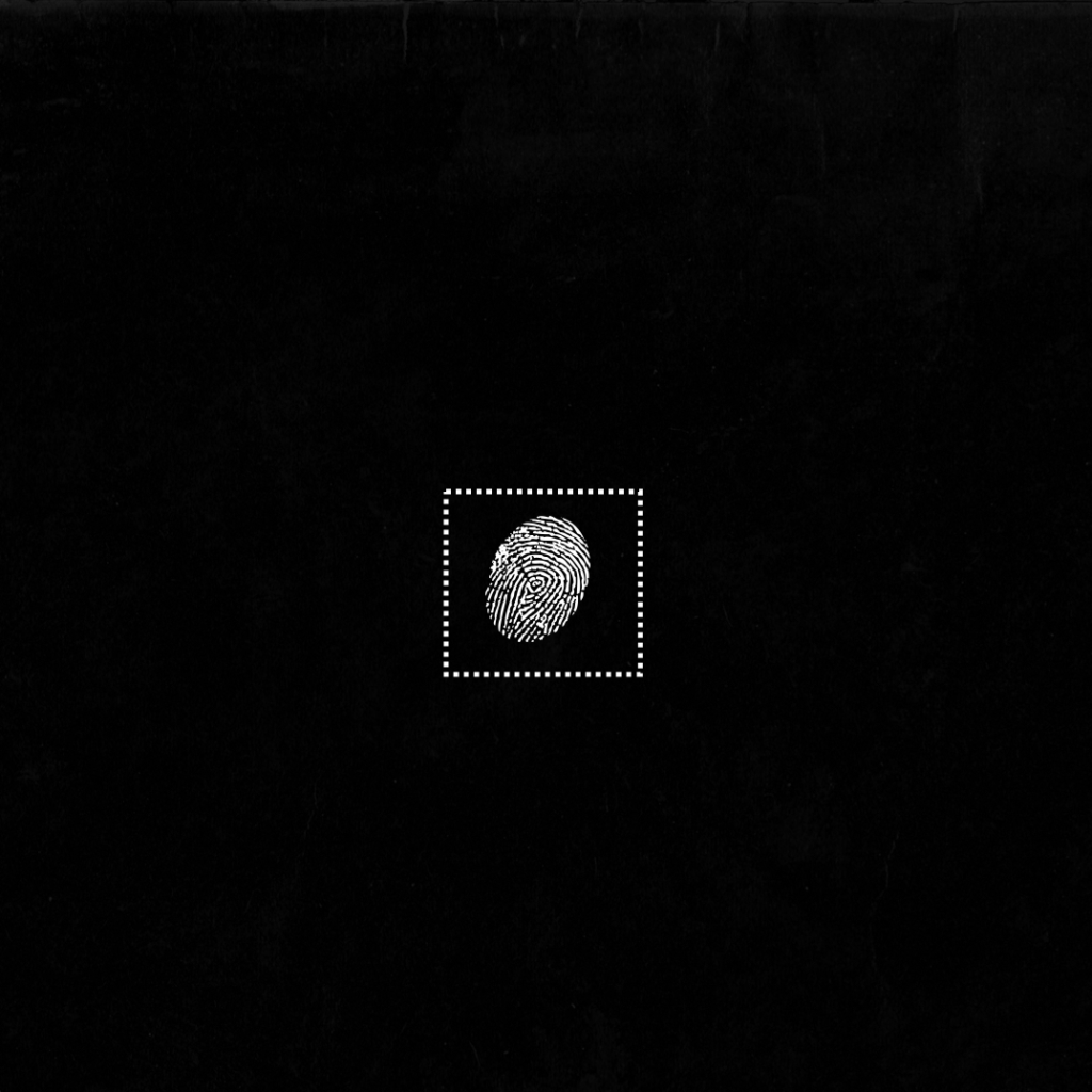 An illustration of a single, small fingerprint inside of a small square.
