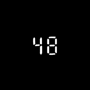 Black background with the number “48” in a white digital clock font.