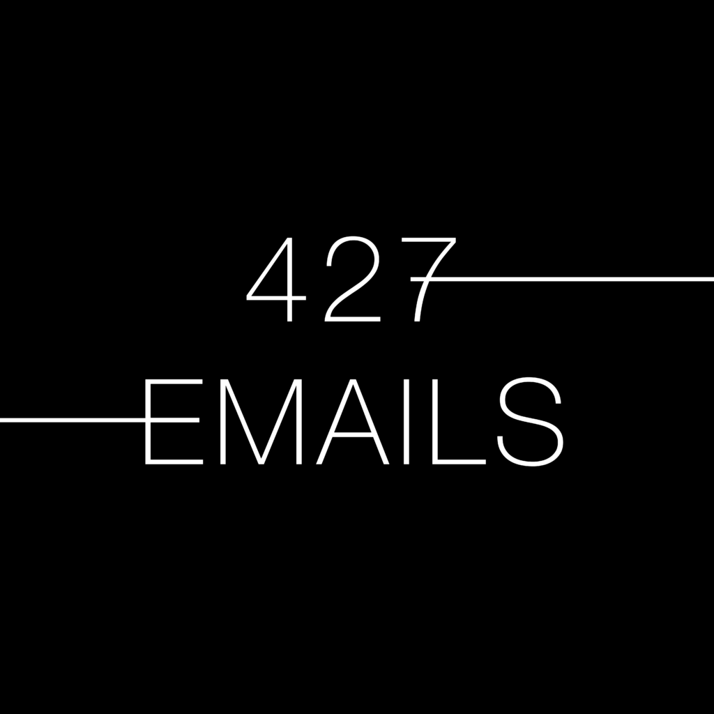 White text on black background that reads "427 Emails"