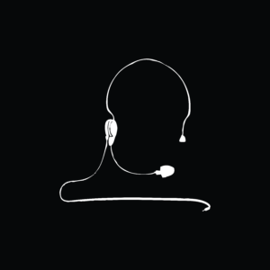 Black and white illustration of a 911 operator headset